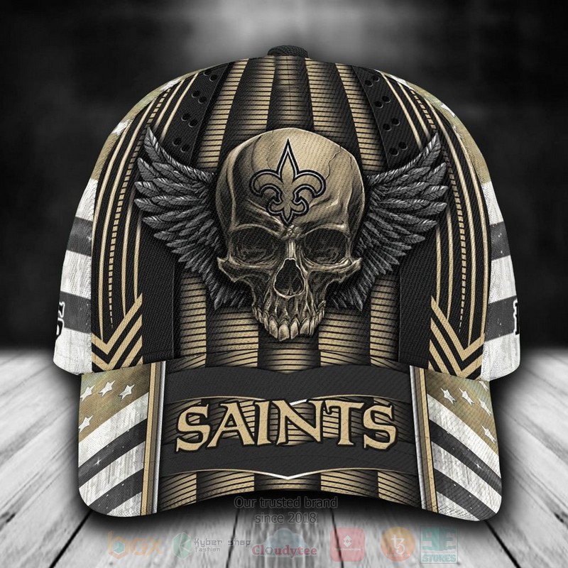 NFL_New_Orleans_Saints_Skull_Custom_Name_Yellow_Cap