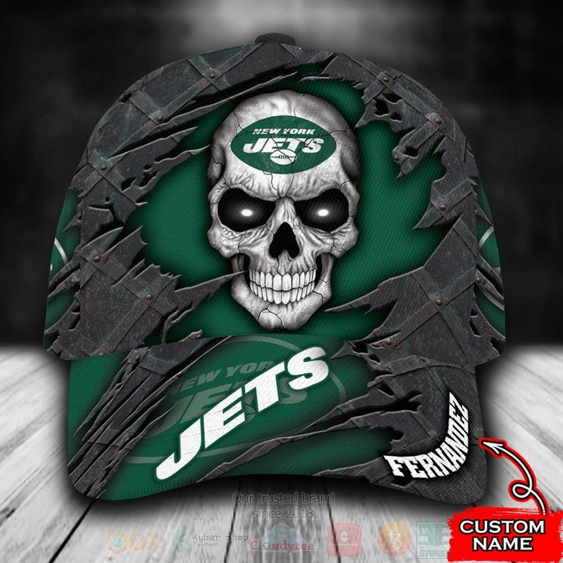 NFL_New_York_Jets_Skull_Custom_Name_Grey_Cap