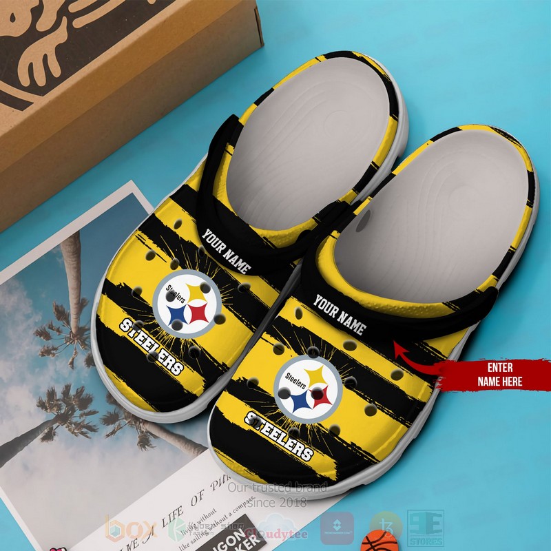 NFL_Pittsburgh_Steelers_Custom_Name_Black-Yellow_Crocband_Crocs_Clog_Shoes_1