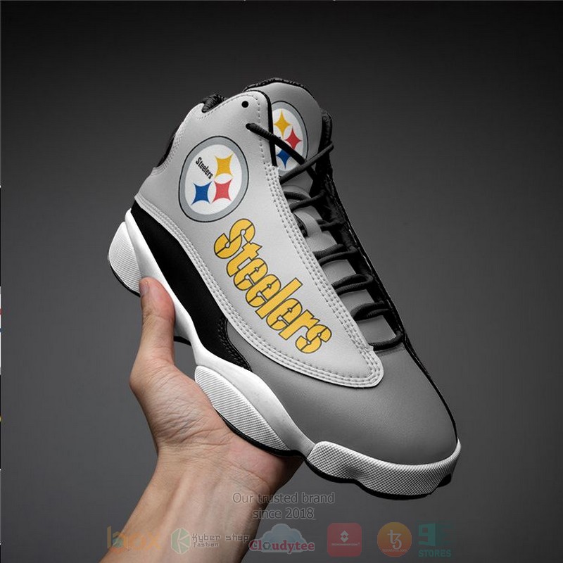 NFL_Pittsburgh_Steelers_Grey_Air_Jordan_13_Shoes