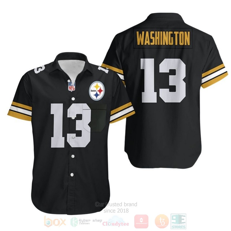 NFL_Pittsburgh_Steelers_James_Washington_Game_Black_Hawaiian_Shirt