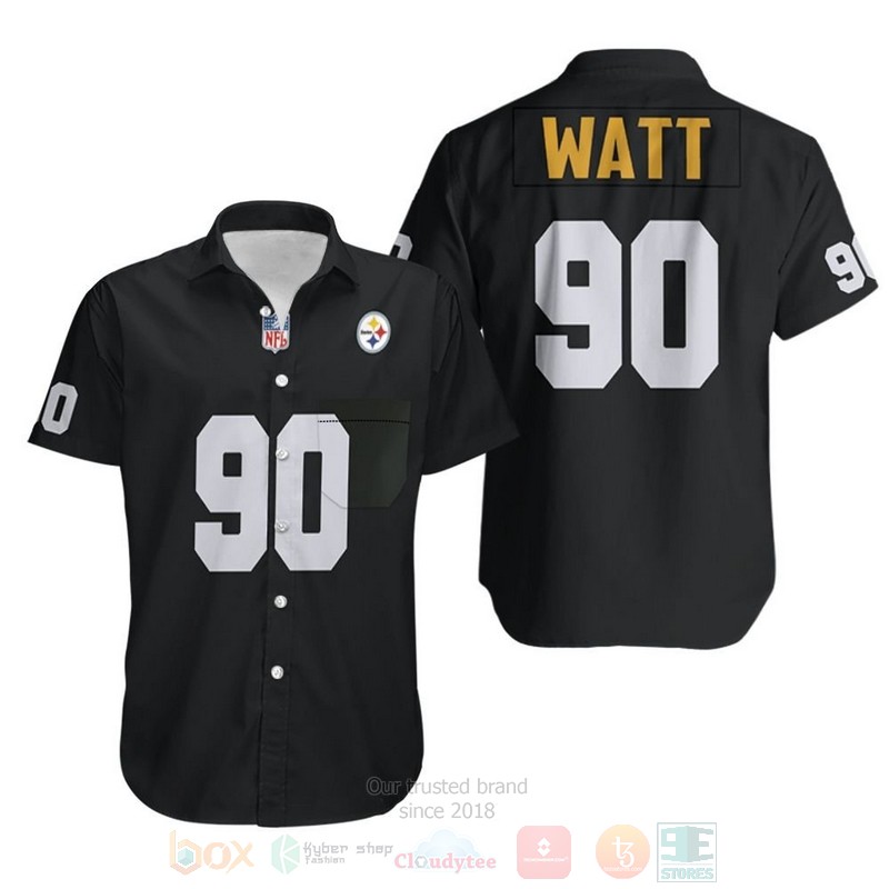 NFL_Pittsburgh_Steelers_T_J_Watt_Black_Hawaiian_Shirt