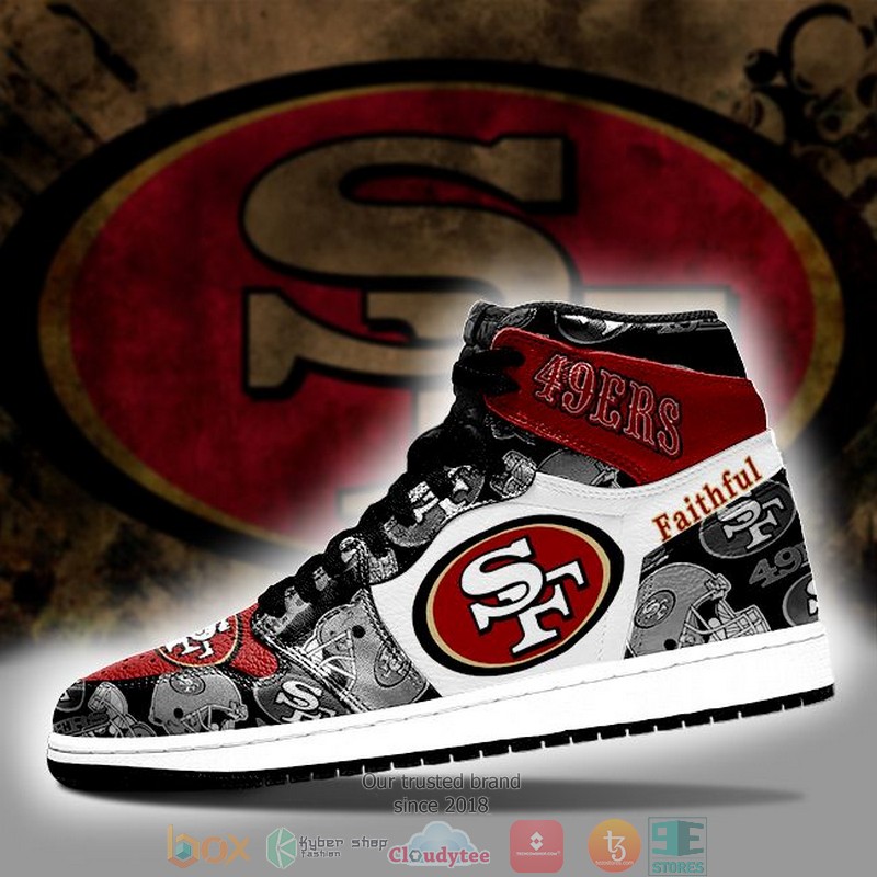 NFL_San_Francisco_49ers_Black_White_Air_Jordan_High_Top_Shoes