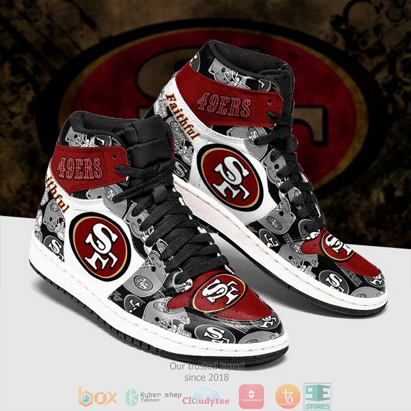 NFL_San_Francisco_49ers_Black_White_Air_Jordan_High_Top_Shoes_1