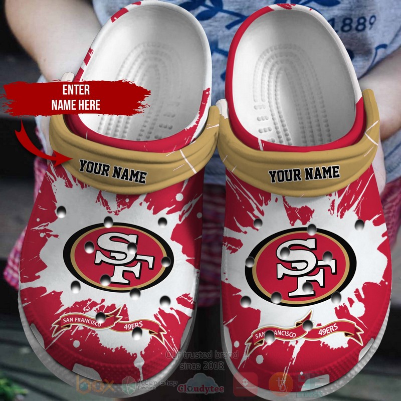 NFL_San_Francisco_49ers_Custom_Name_Red_Pattern_Crocband_Crocs_Clog_Shoes
