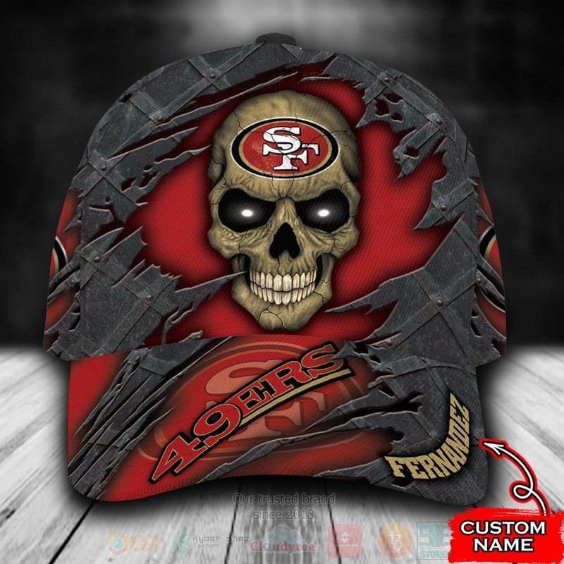 NFL_San_Francisco_49ers_Skull_Custom_Name_Grey_Cap