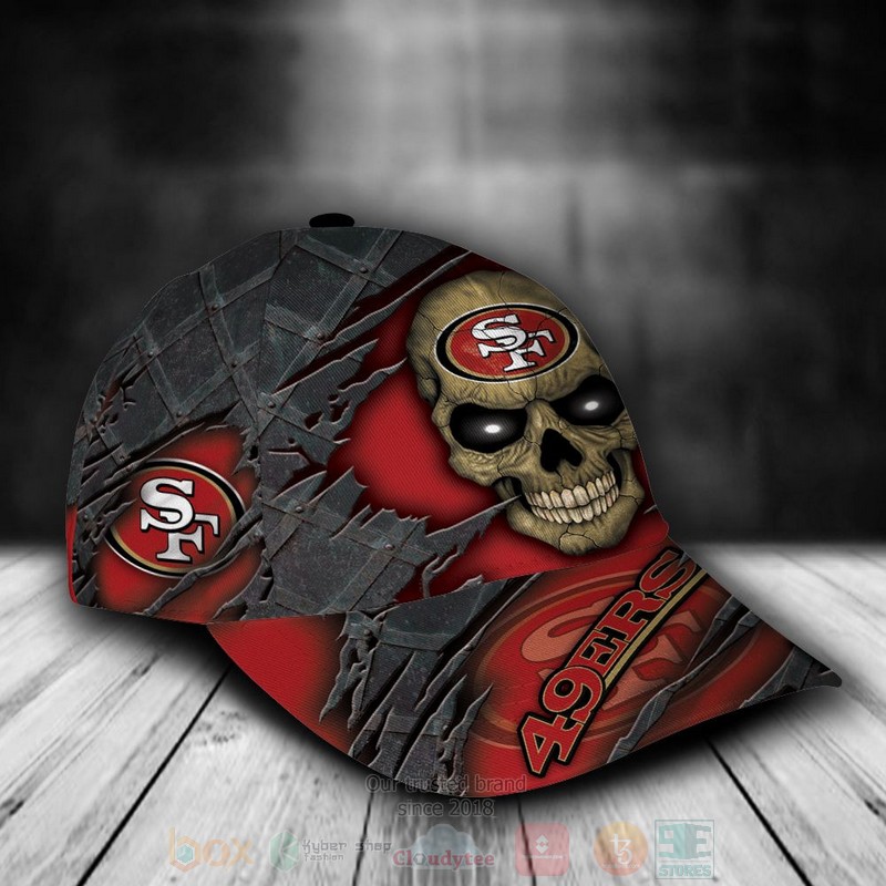 NFL_San_Francisco_49ers_Skull_Custom_Name_Grey_Cap_1
