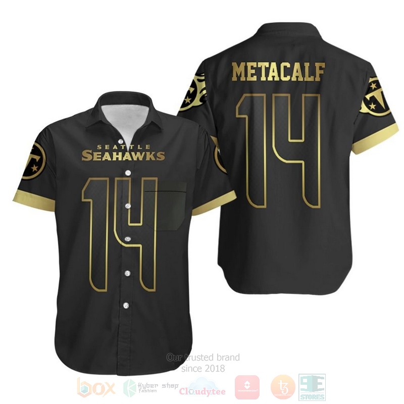 NFL_Seattle_Seahawks_D_K_Metcalf_Black_Golden_Hawaiian_Shirt