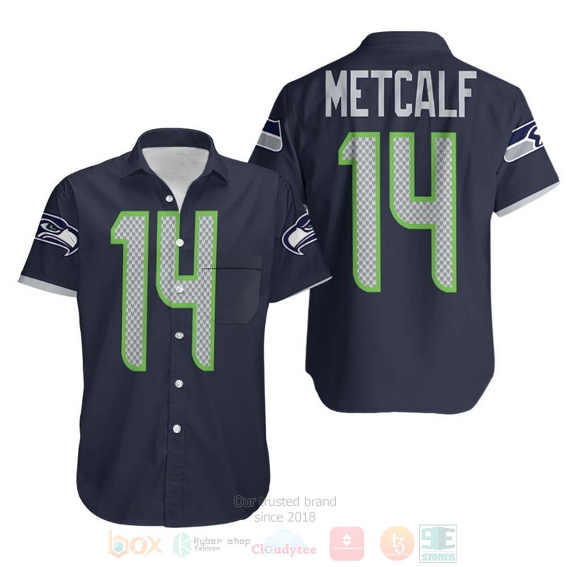 NFL_Seattle_Seahawks_D_K_Metcalf_Navy_100Th_Season_Hawaiian_Shirt