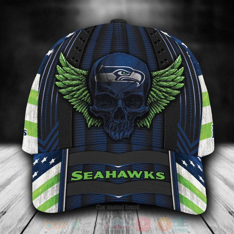 NFL_Seattle_Seahawks_Skull_Custom_Name_Blue_Cap