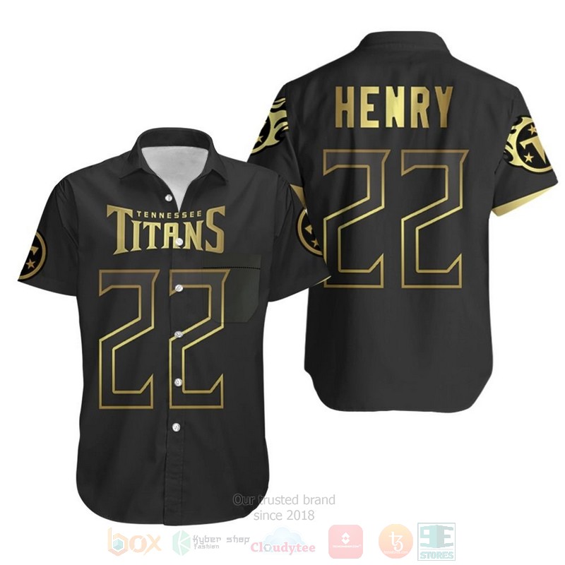 NFL_Tennessee_Titans_22_Derrick_Henry_Black_Golden_Hawaiian_Shirt