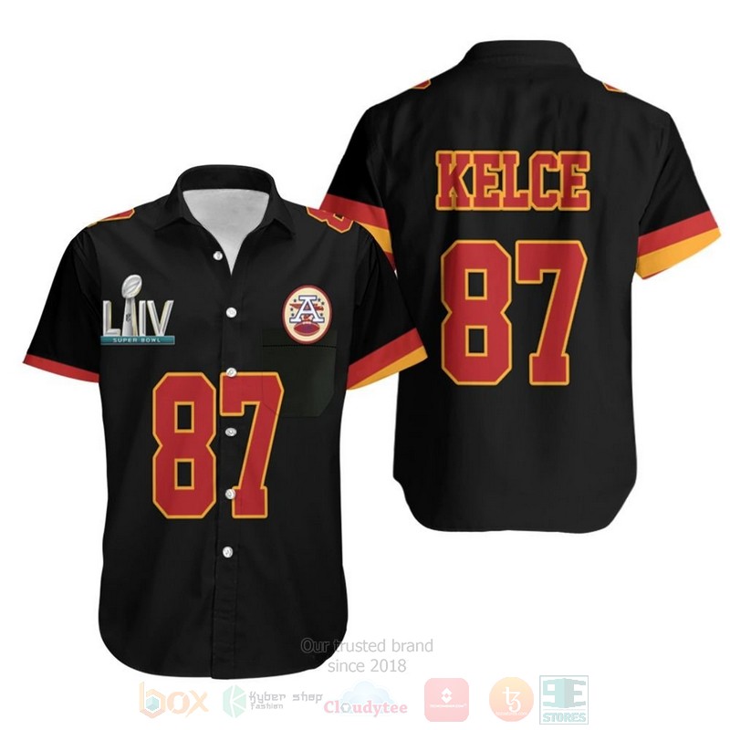 NFL_Travis_Kelce_87_Kansas_City_Chiefs_Black_Hawaiian_Shirt