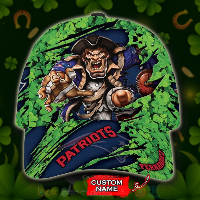 New_England_Patriots_St_Patrick_Day_NFL_Mascot_Custom_Name_Cap