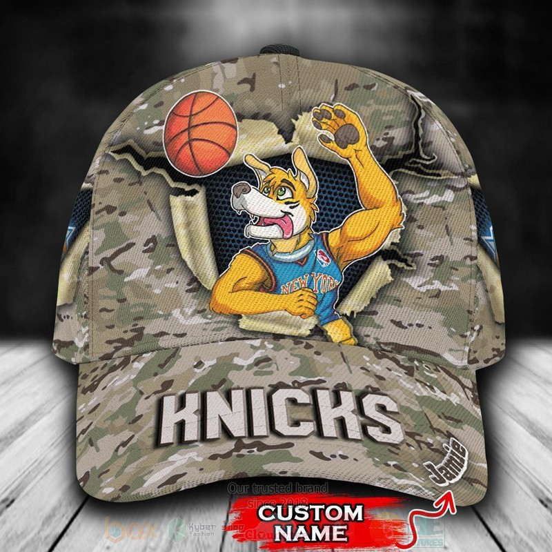 New_York_Knicks_Camo_Mascot_NBA_Custom_Name_Cap
