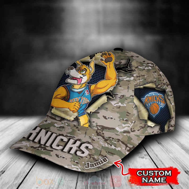New_York_Knicks_Camo_Mascot_NBA_Custom_Name_Cap_1