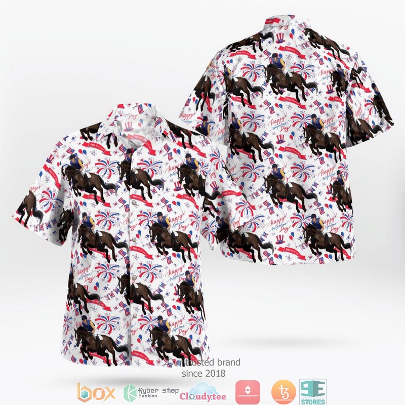 Horseback_Riding_Independence_Day_Hawaiian_Shirt