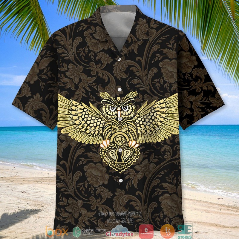 Owl_Golden_Pattern_Hawaiian_Shirt_1