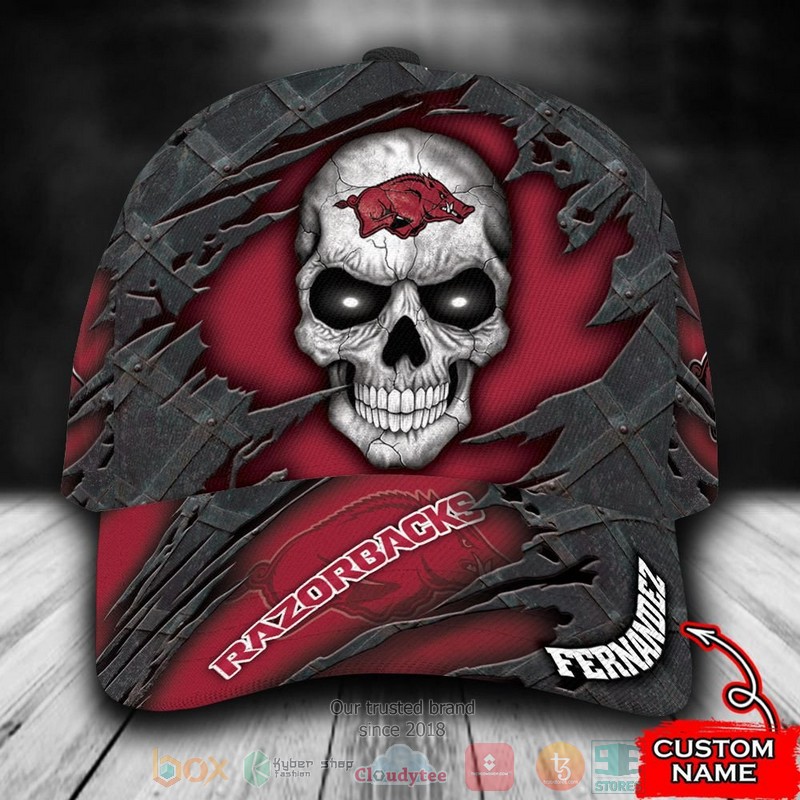 Personalized_Arkansas_Razorbacks_Skull_NCAA_Custom_name_Cap