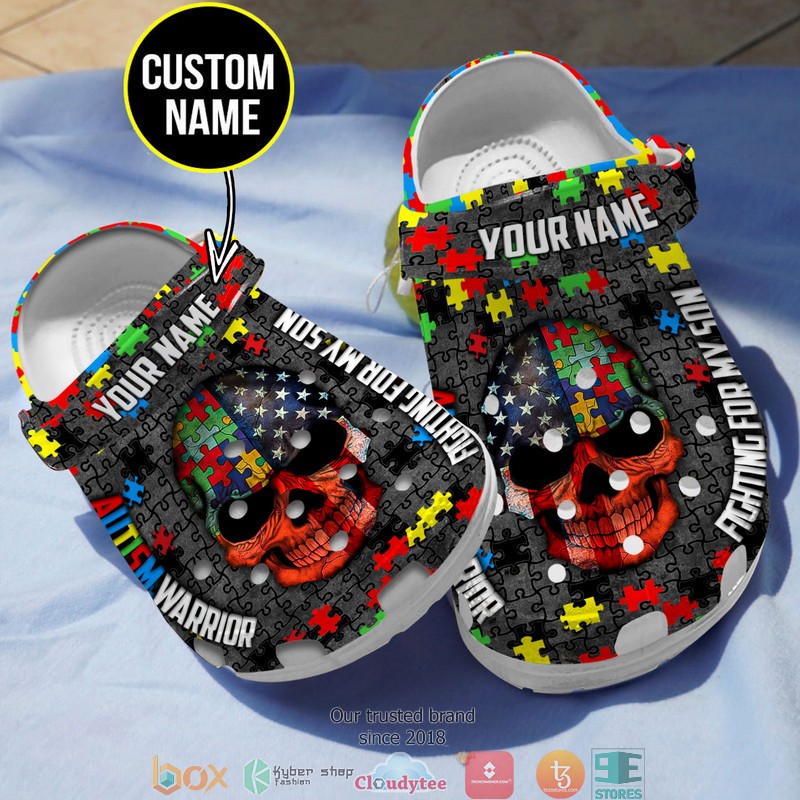 Personalized_Autism_Warrior_Fighting_For_My_Son_Crocband_Shoes