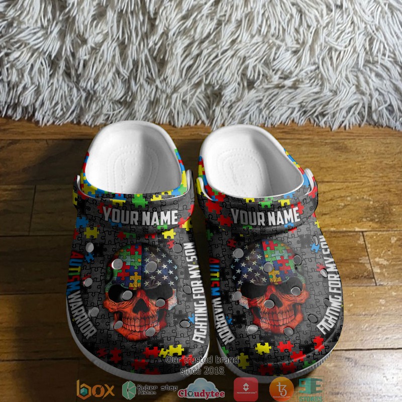 Personalized_Autism_Warrior_Fighting_For_My_Son_Crocband_Shoes_1