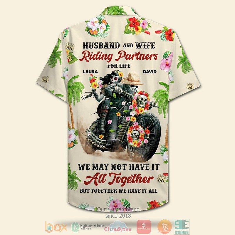 Personalized_Biker_Skull_Couple_We_May_No_Have_It_All_Together_But_Together_We_Have_It_Floral_Pattern_Hawaiian_Shirt