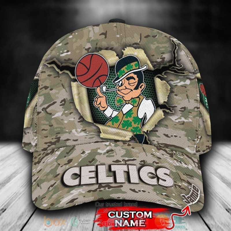 Personalized_Boston_Celtics_Camo_Mascot_NBA_Custom_Cap