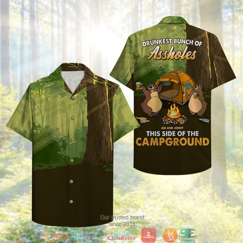 Personalized_Camping_Bear_Drunkest_Bunch_Of_Assholes_Hawaiian_shirt