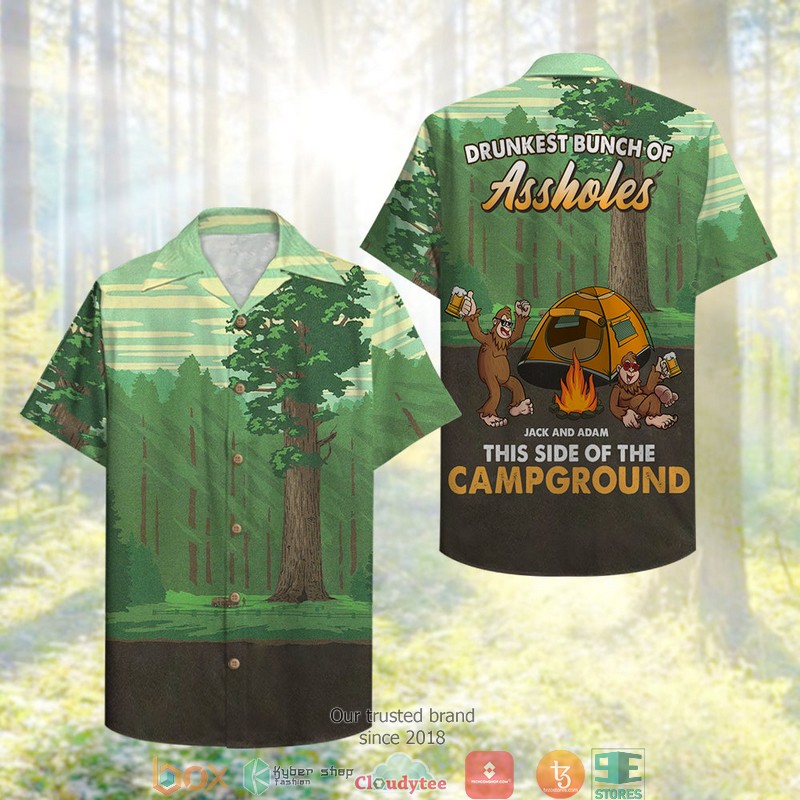 Personalized_Camping_Bigfoot_Drunkest_Bunch_Of_Assholes_Hawaiian_shirt