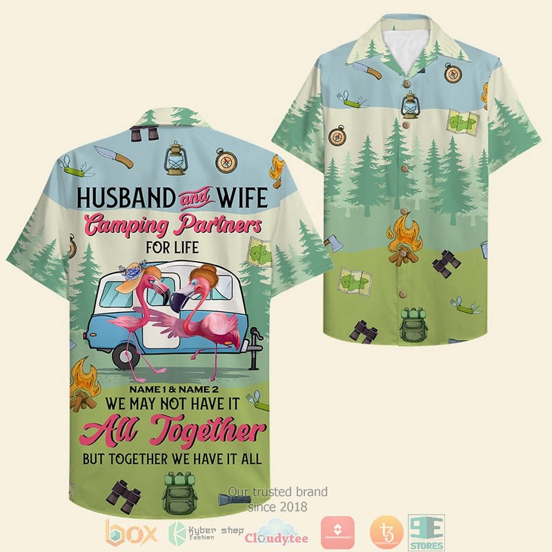 Personalized_Camping_Couple_Flamingo_Husband_and_Wife_Camping_Partners_For_Life_Hawaiian_Shirt