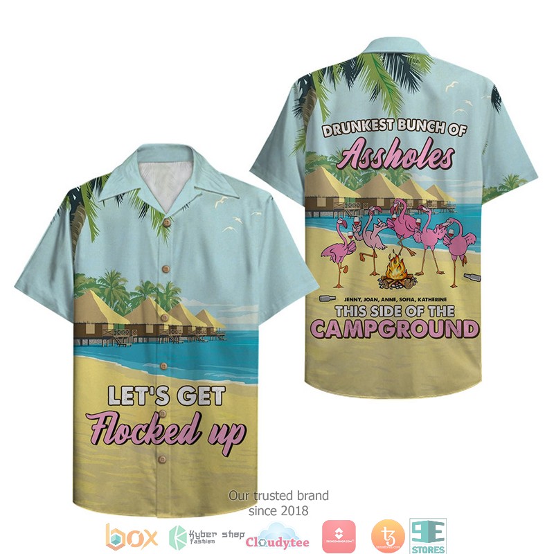 Personalized_Camping_Flamingo_Drunkest_Bunch_Of_Assholes_Hawaiian_shirt