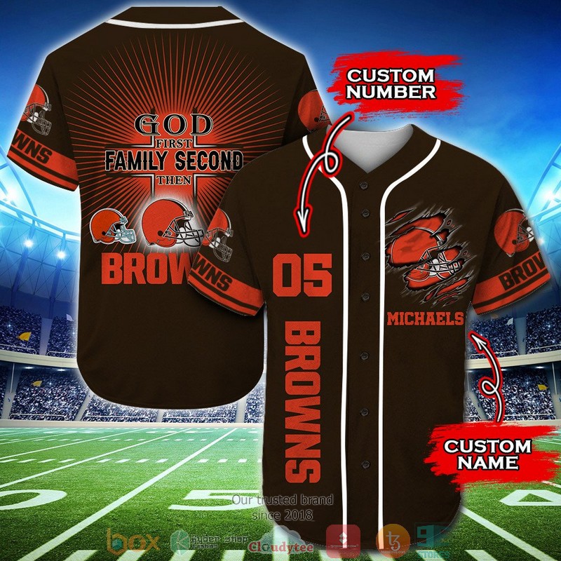 Personalized_Cleveland_Browns_NFL_God_First_Family_Second_then_Baseball_Jersey_Shirt