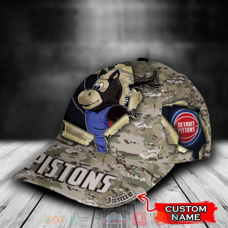 Personalized_Detroit_Pistons_Camo_Mascot_NBA_Custom_Cap_1