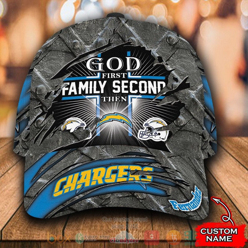 Personalized_God_First_Family_Second_Then_Los_Angeles_Chargers_NFL_Custom_name_Cap