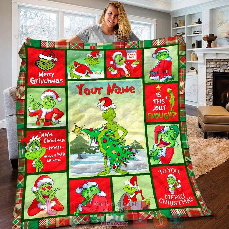 Personalized_Grinch_Merry_Christmas_custom_Quilt