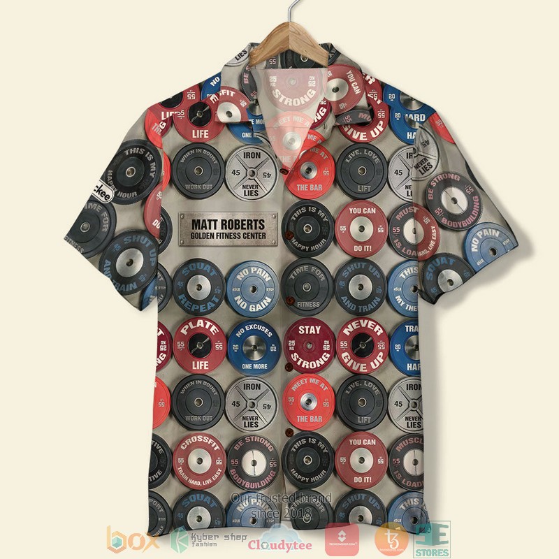 Personalized_Gym_Barbell_Pattern_Hawaiian_Shirt