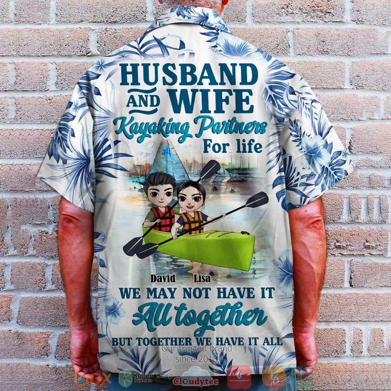 Personalized_Kayaking_Couple_Husband_And_Wife_Kayaking_Partners_For_Life_Floral_Pattern_Hawaiian_Shirt_1