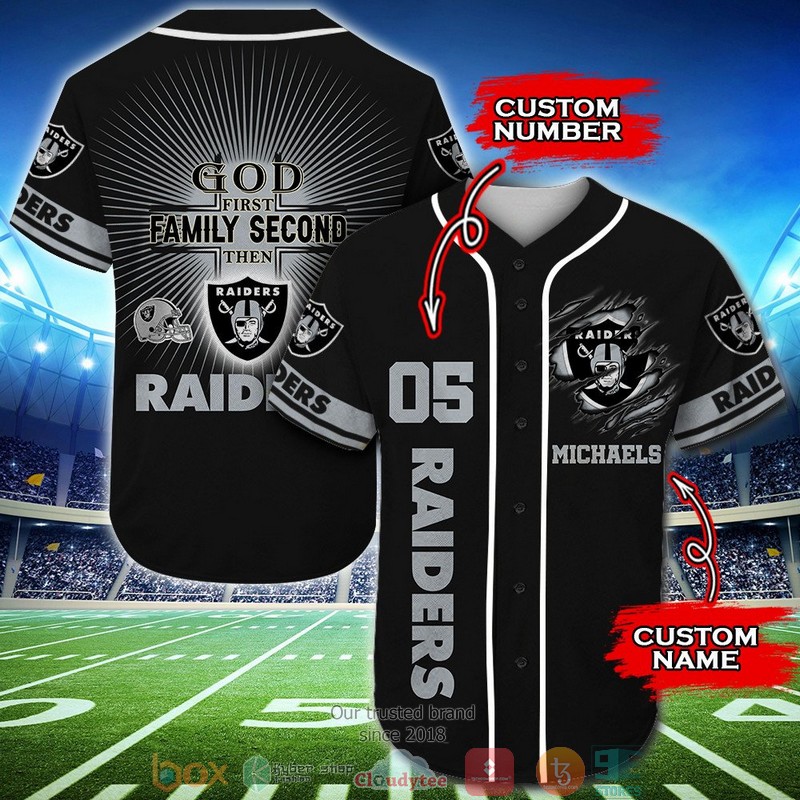 Personalized_Las_Vegas_Raiders_NFL_God_first_family_second_then_Baseball_Jersey_Shirt