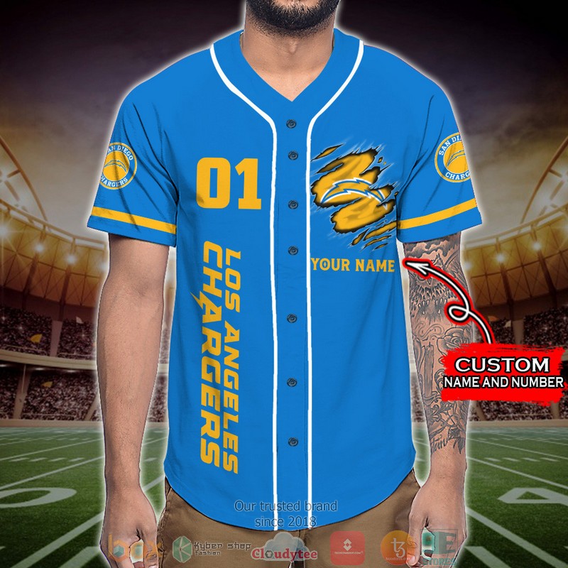 Personalized_Los_Angeles_Chargers_NFL_Wings_Skull_Baseball_Jersey_Shirt_1