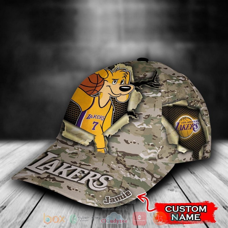 Personalized_Los_Angeles_Lakers_Camo_Mascot_NBA_Custom_Cap_1