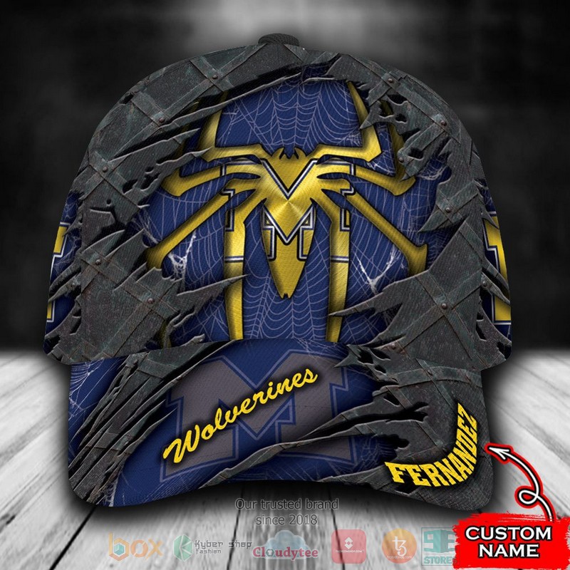 Personalized_Michigan_Wolverines_Spiderman_NCAA_Custom_name_Cap