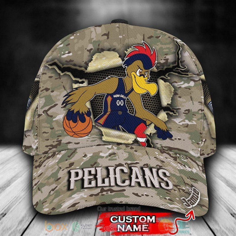 Personalized_New_Orleans_Pelicans_Camo_Mascot_NBA_Custom_Cap