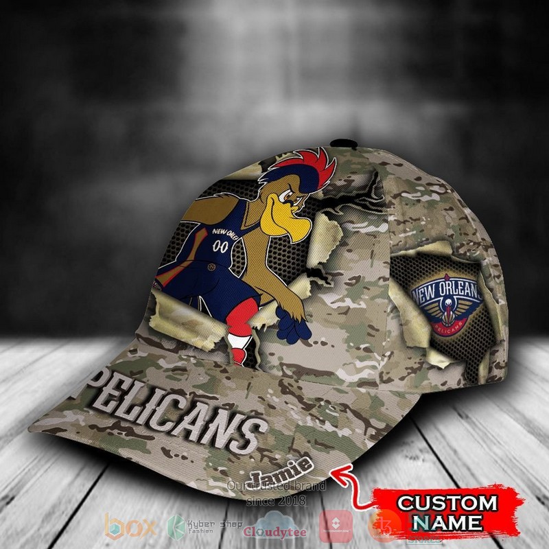 Personalized_New_Orleans_Pelicans_Camo_Mascot_NBA_Custom_Cap_1