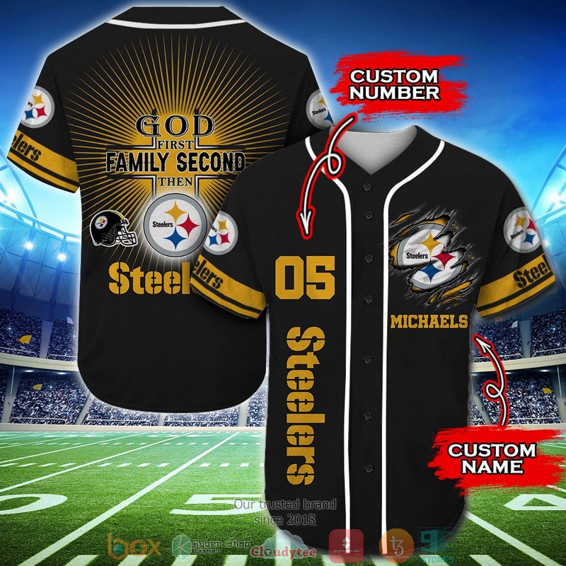 Personalized_Pittsburgh_Steelers_NFL_God_first_family_second_then_Baseball_Jersey_Shirt