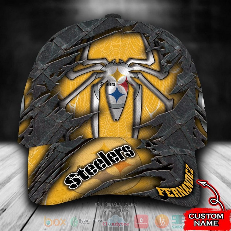 Personalized_Pittsburgh_Steelers_Spider_Man_NFL_Custom_name_Cap