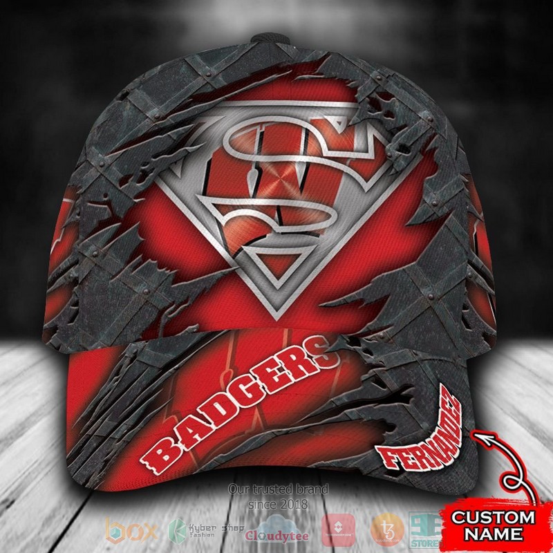 Personalized_Wisconsin_Badgers_Superman_NCAA_Custom_name_Cap