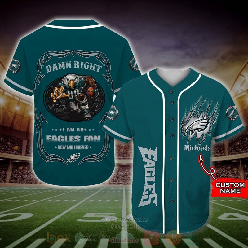 Philadelphia_Eagles_Mascot_NFL_Custom_Name_Baseball_Jersey