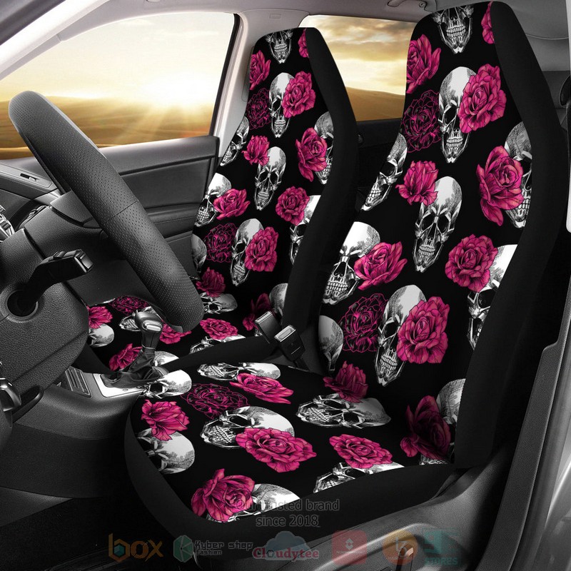 Pink_Floral_Skull_Car_Seat_Cover