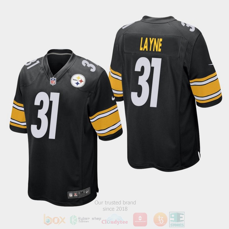 Pittsburgh_Steelers_31_Justin_Layne_2019_Draft_Black_Football_Jersey