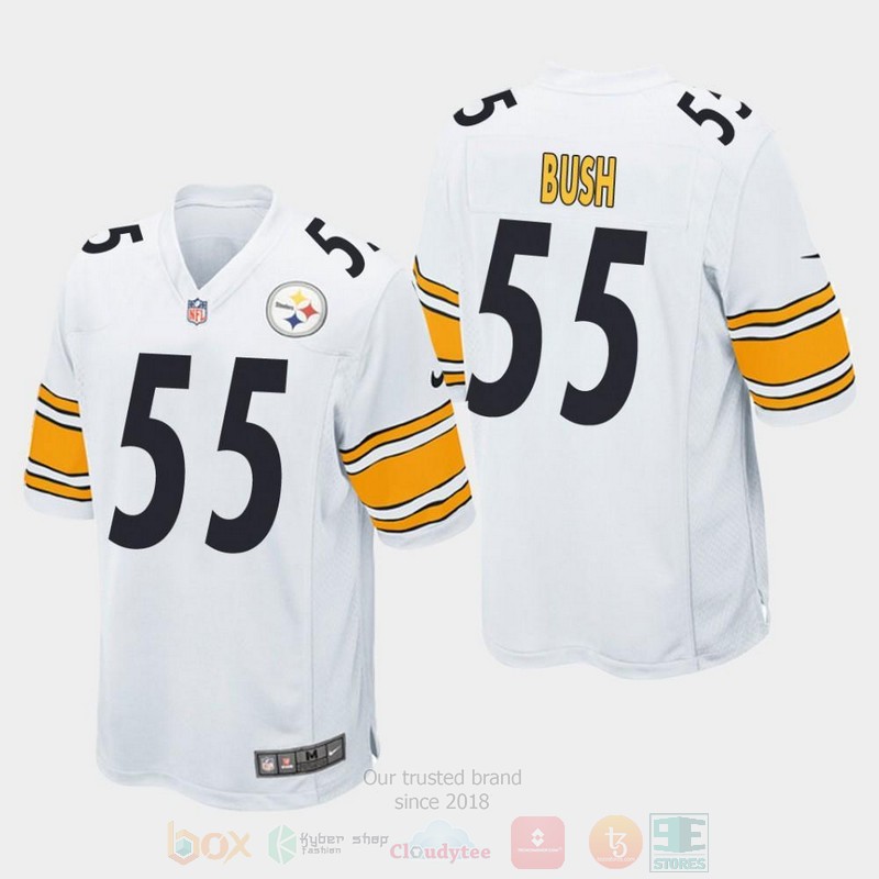 Pittsburgh_Steelers_55_Devin_Bush_2019_Draft_White_Football_Jersey