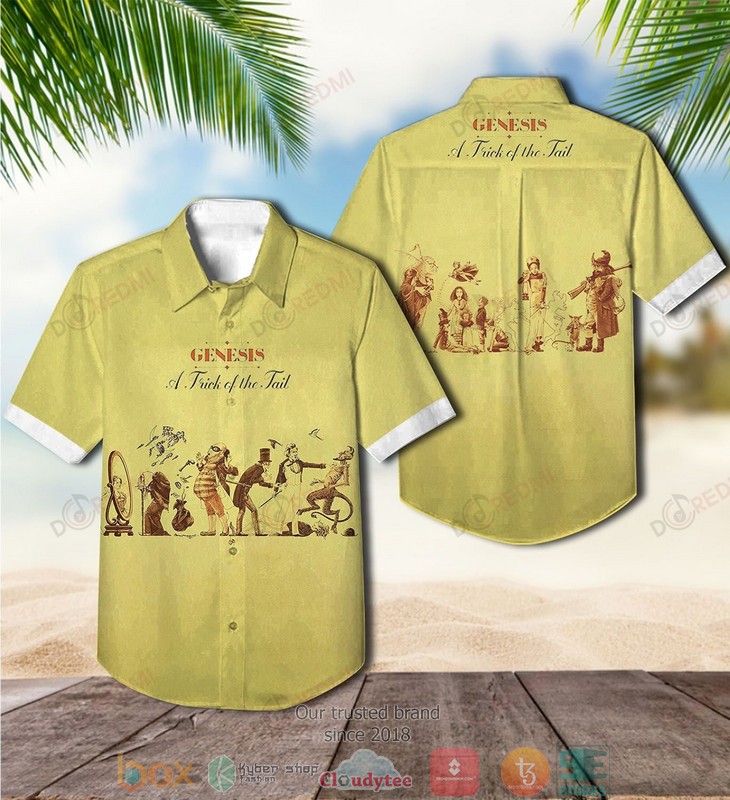 Genesis_A_Trick_of_the_Tail_yellow_Short_Sleeve_Hawaiian_Shirt